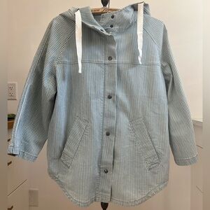 Max Jeans Oversized Cotton Jacket in Blue and White Stripes